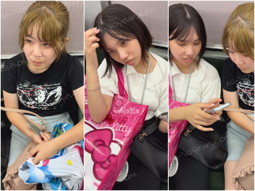 【おっぱいの膨らみ対決5】汗で濡れた前髪が可愛い子と目が特徴的なリス顔の子！二人組のおっぱいの膨らみを撮影！