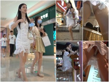 【YZWCD】YC002 白いワンピースの美女、前後シースルーのショー