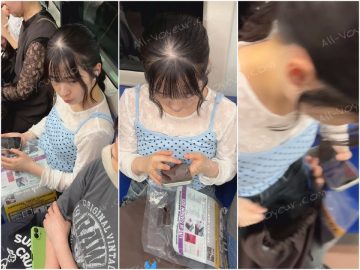 【推定A~Bカップ10】ママとライブ帰り中の可愛い細身の子！細身のおっぱいの膨らみ観察！